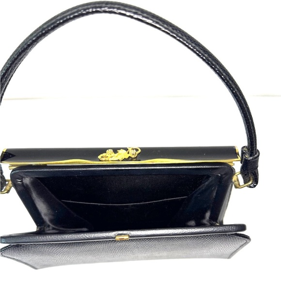 Vintage black 50s after five lizard embossed bag - Picture 6 of 7